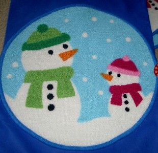 small round christmas area rug blue w large small short pile snowman 