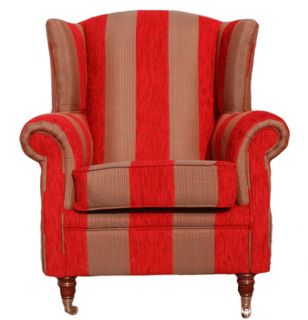 Ashley Wing Chair Fireside High Back Armchair Tiffiny Red Stripe 