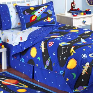 Astronaut Rocket SHIP Full Hugger Comforter Bed Ensembl
