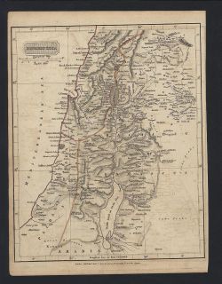 Southern Syria Damascus c 1829 Arrowsmith antique map old outline hand 