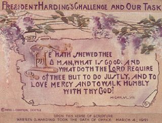 President WARREN G HARDING memorial souvenir card 1921 political death 