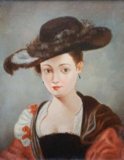 Oil Painting Victorian Art Portrait Woman Le Chapeau de Paille After 