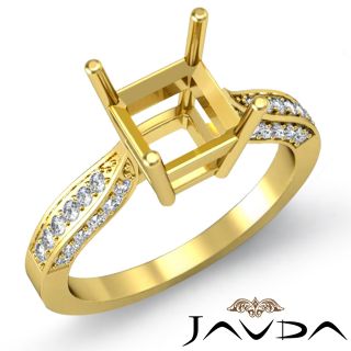 Asscher Diamond Engagement Ring Cathedral Pave 14k Gold Yellow Semi 
