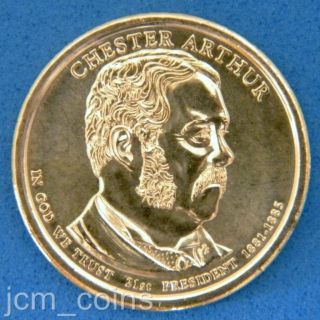 2012 P Chester Arthur Golden Dollar Uncirculated 21st President