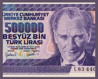 500,000 LIRA Banknote TURKEY 1998   ATATURK   Martyrs MONUMENT   Pick 