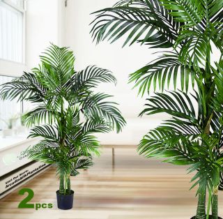 Two 4 Areca Artificial Tropical Palm Trees in Pot 504