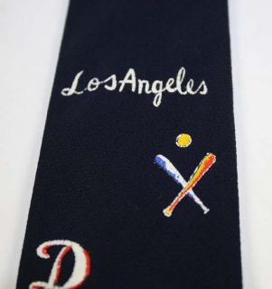 Vtg Dogers Baseball 60s Hand Painted Silk Tie Necktie