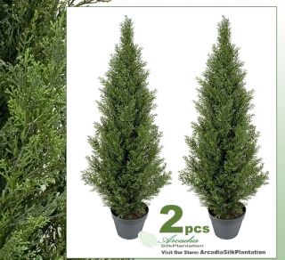 are bidding on two 3 cedar artificial indoor outdoor trees