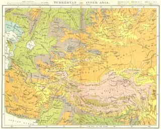 title of map turkestan and inner asia