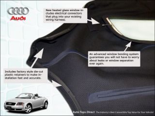 Audi TT Convertible Top Heated Glass Window Twillfast RPC Cloth Black 