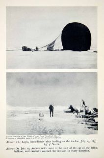 1936 Print Salomon Andre Hydrogen Balloon North Pole Exploration 