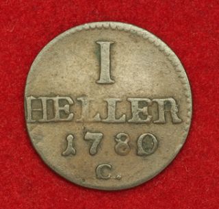 1780, Saxony, Frederick Augustus III. Copper Heller Coin. VF