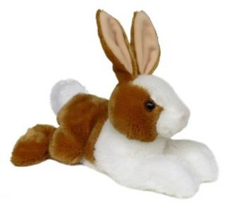  Aurora Plush Brown and White Rabbit Easter Bunny Stuffed Animal Toy 
