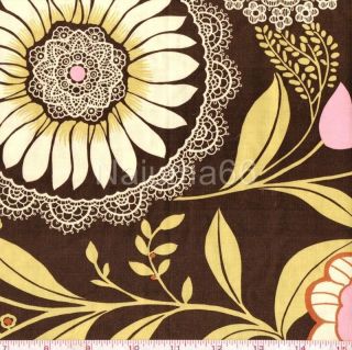 New Amy Butler Designer Fabric Remnant Lotus Lacework Brown