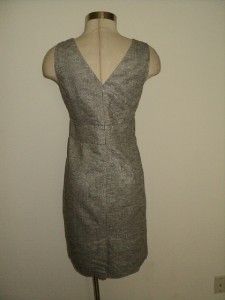 Ann Taylor Loft Fabulous Gray Metallic Linen Blend Pocket Dress 8 