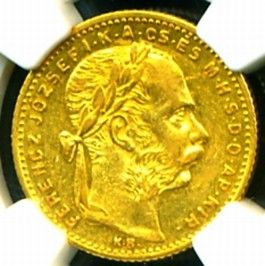 1885 AUSTRIA HUNGARY GOLD COIN 20 FRANCS 8 FT * NGC CERTIFIED GENUINE 