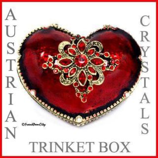 Red Heart Trinket Box w Austrian Crystals