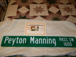Authentic Peyton Manning Autographed Street Sign