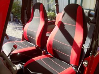   96 Neoprene Front Rear Car Seat Cover Full Set Red YJ127 88b