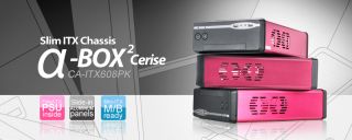 Pink Mini ITX Slim Case Aluminum 200W Athena Power