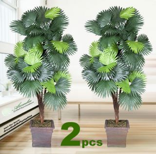 Two 6 Fan Palm x5 Artificial Tree Silk Plant New 956