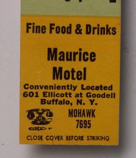 1940s Matchbook Maurice Motel French Quarter Buffalo NY