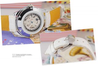   White Mickey Hollow Dial Automatic Lady Watch Lovely Goer New
