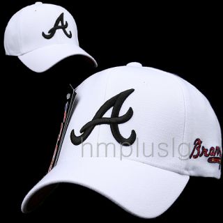 Atlanta Braves Flex Fit Baseball Ball Cap Hat MB White