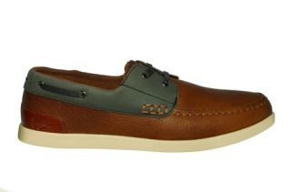Lacoste Mens Boat Shoes Arverne 4 SRM DK Tan Grey Leather Suede Sz 9 M 