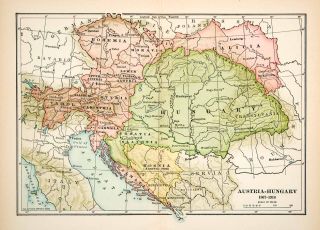 1921 Print Map Austria Hungary Galicia Bosnia Servia Transylvania 