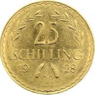 Austrian Solid Gold 25 Schilling UNC Coin Pre WWII 1928
