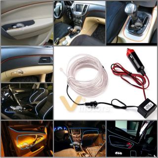   White El Neon Glow Lighting Strip Charger for Car Interior Deco