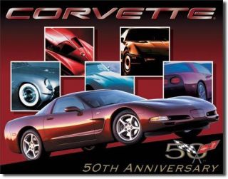 Chevrolet Corvette 50th Car Auto Garage Shop Metal Tin Sign Ad Home 