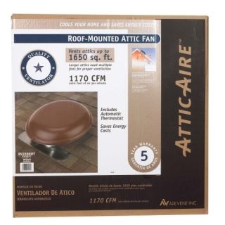 Attic Aire Power Roof Ventilator Air Vent 53828 Power 1 10 HP Brown 