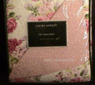 NEW LAURA ASHLEY LIDIA KING QUILT SHABBY ROSES CHIC PINK WHITE NO 