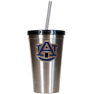 Auburn Tigers NCAA 16oz Stainless Insulated Travel Tumbler w Lid Straw 