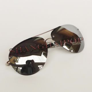 Black Tea Mirror Aviator Sunglasses Metal Mens Studs Sunnies Shade 