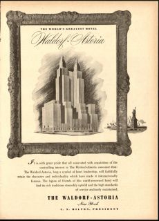 1949 Print Ad Waldorf Astoria The Worlds Greatest Hotel