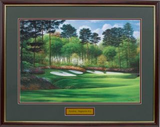 Augusta National Hole 13 Azalea Framed Golf Art 24 x 30
