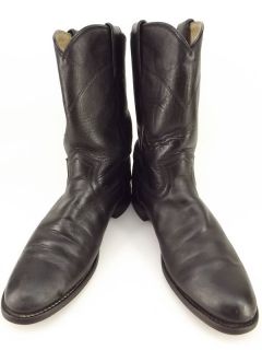   Cowboy Boots Black Leather Justin 7 5 B Western Roper Classic