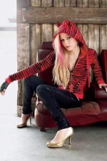 Abbey Dawn Avril Lavigne Red Zebra Boombox Hoodie RARE