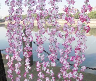 Purple Azalea Vine Artificial 60 Flowers Hanging Wedding Garland Arch 