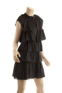 BCBG Max Azria Black Woven Tiered Ruffle Dress Size XS