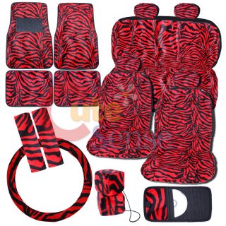 Zebra Black Red Car Seat Covers Auto Accessories 16pc
