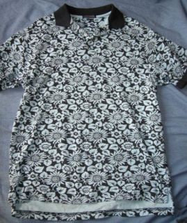 Lands End Navy and Blue Floral Polo Shirt Sz XL 18 20