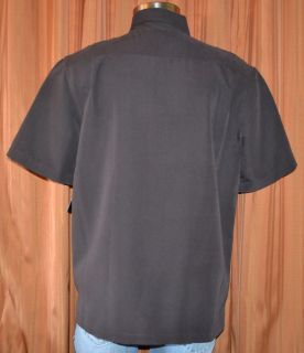 Axist Silk Touch Short Sleeve Dark Brown Rayon Polyester Shirt Mens 