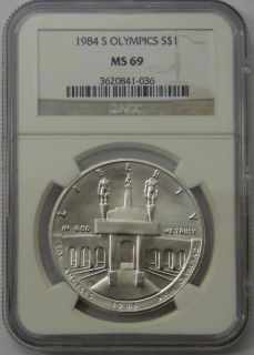 1984 s NGC MS69 Olympics Commemorative Silver Dollar Coin