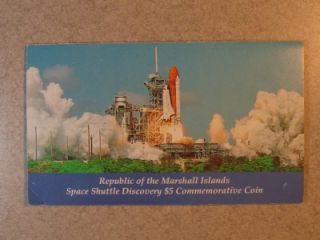 1988 $5 Marshall Islands Space Shuttle Discovery Commemorative Coin 