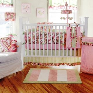 Baby Sam Paisley Splash in Pink Baby Girl Bedding 4 Piece Crib Bedding 