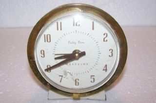 Vintage Westclox Alarm Clock Baby Ben Brass Small Desk Shelf White 